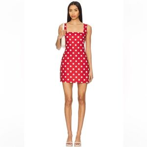 NEW Posse Alice Mini Dress in Polka Dot Red White Linen Cotton Small